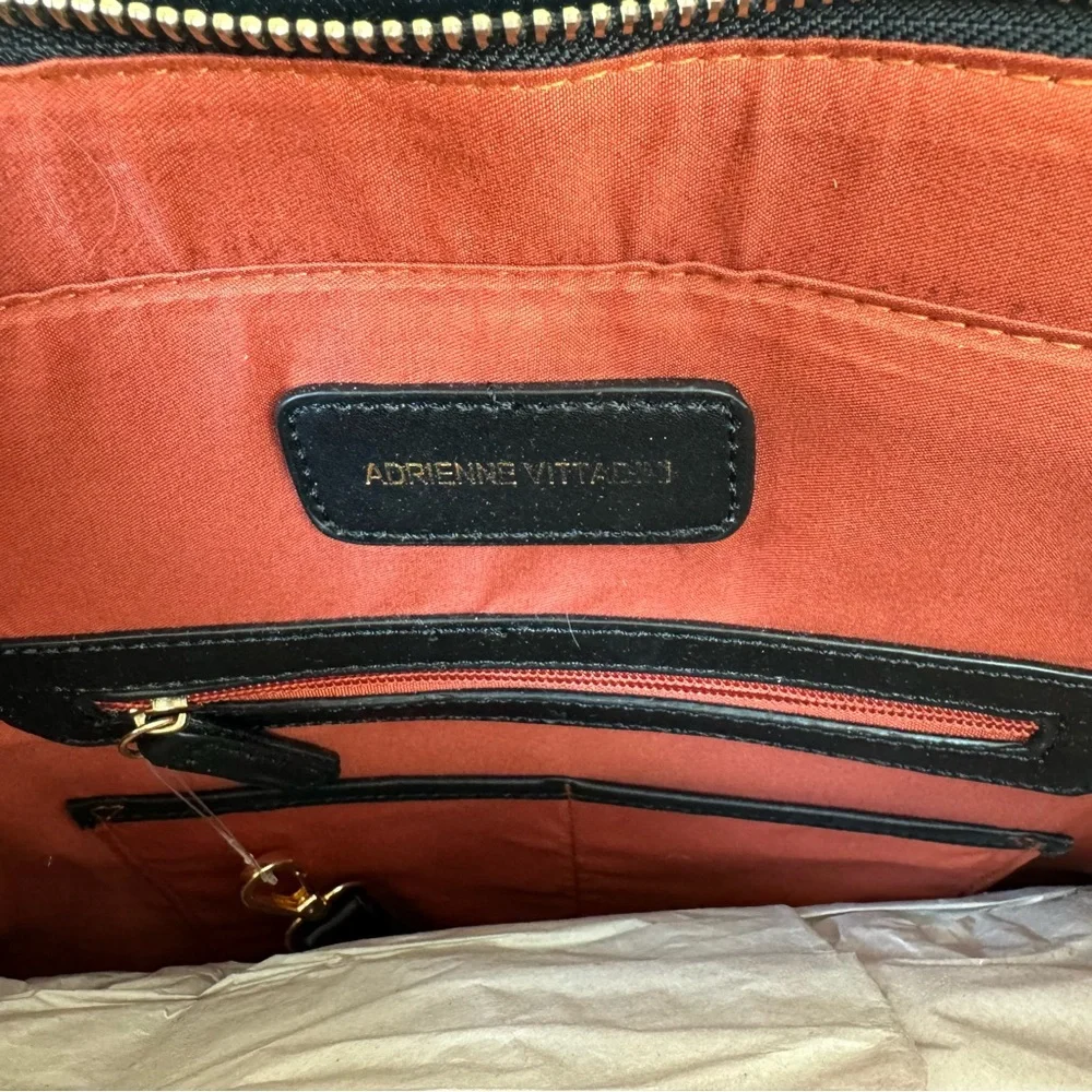 NWT!! Adrienne Vittadini Workbook Tote,Rich brown dark green/black/khaki stripe